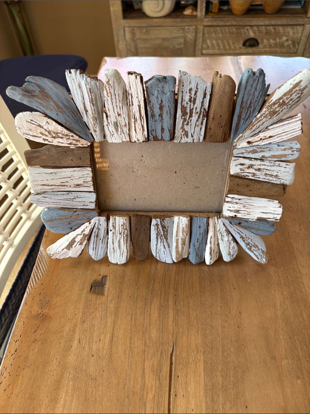 Coastal Driftwood Picture Frame in Blue, White & Brown - Unbranded